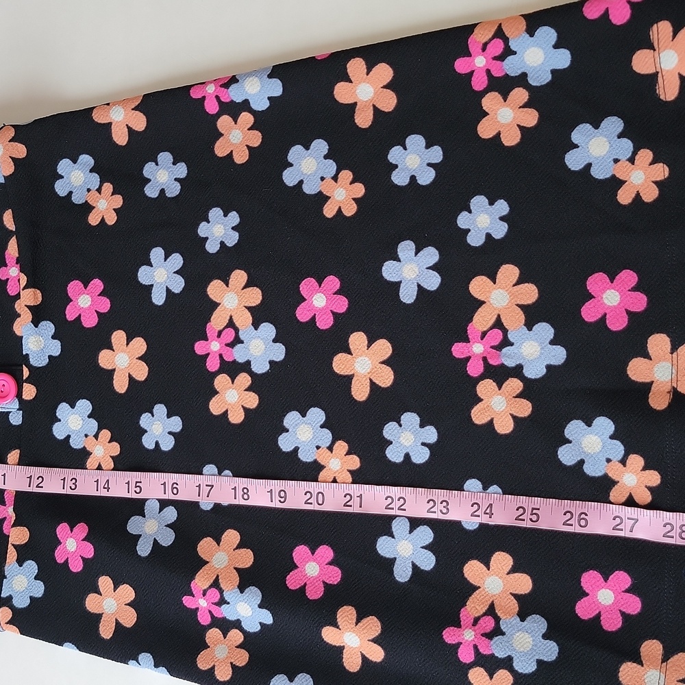 Jenna & Jessie Black Floral Pique Mini Dress Girls 10 Stretch - Picture 6 of 11